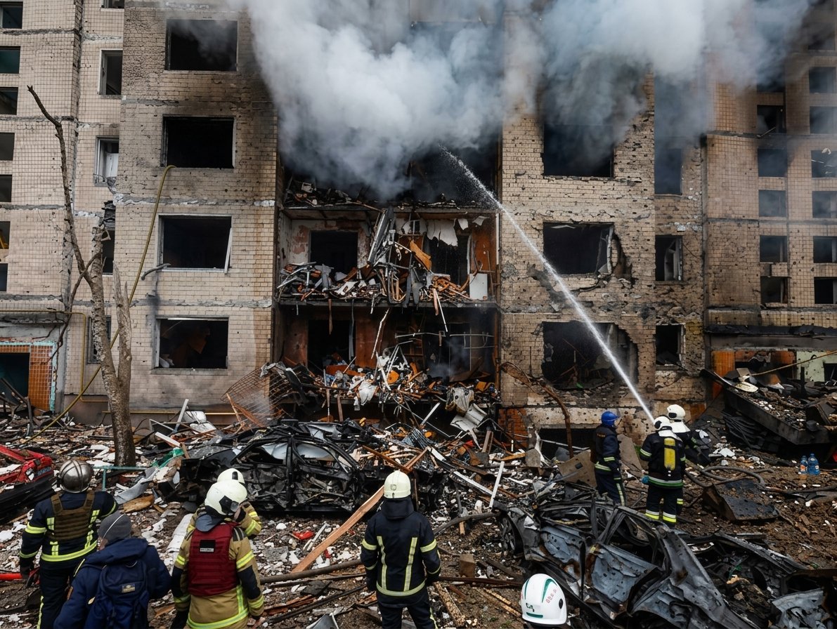 Russian Missile Attack on Kyiv Kills 15 and Hits Children’s Hospital